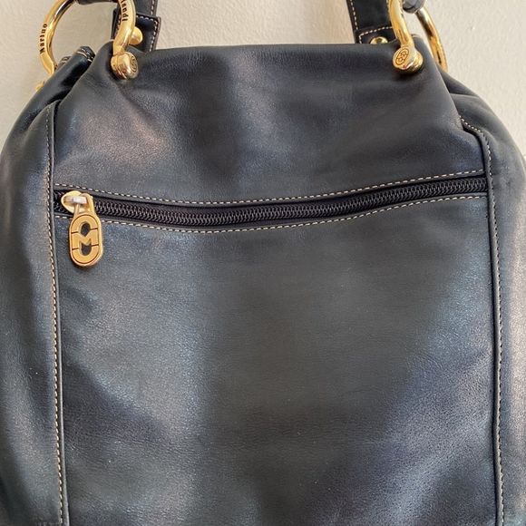 Marino Orlandi Black Soft Leather Shoulder Tote Bag Purse - Picture 5 of 16